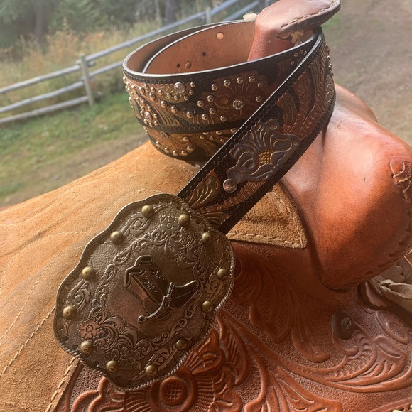 Nocona Accessories - Nocona Western Cowgirl Leather Bling  Belt